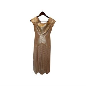 Brand new Herve Leger gold fringe cocktail bodycon dress